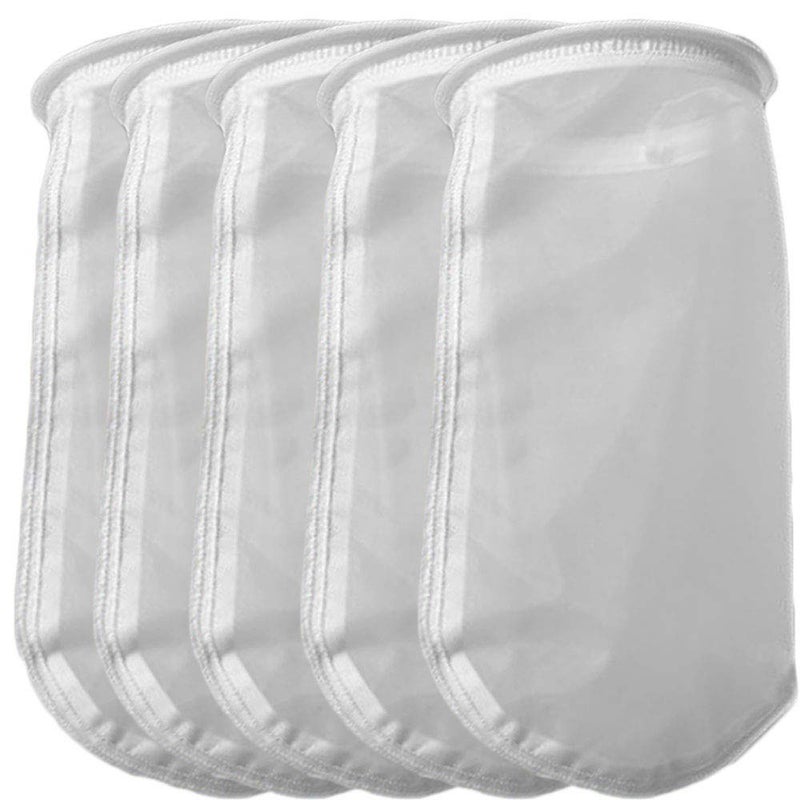 Honritone 5Pack 300 Micron 7Inch Nylon Mesh Water Filter Bags NMO Filter Sock- by 18 Inch Long Bag â€“ Water Liquid Filter Sock for Aquarium, Industrial (300 Micron 7 x 18 inch Nylon Mesh Bag) - Image 1